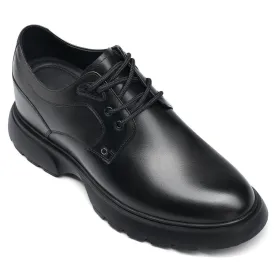 7 CM/2.76 Inches CMR CHAMARIPA Elevate Shoes Black Leather Derby Shoes with a 7cm Lift