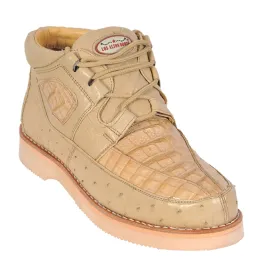 Los Altos Boots Mens # ZA050211 Casual Shoe | Style #01 |Caiman W/Ostrich Boots | Color Oryx