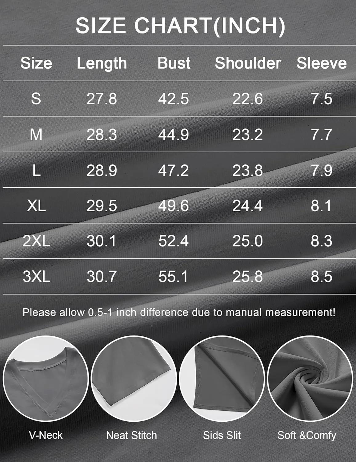 Neweek Womens Oversized Workout T Shirts Short Sleeve V Neck Side Slit T-Shirt Summer Casual Basic Tee Tops Loose Fit