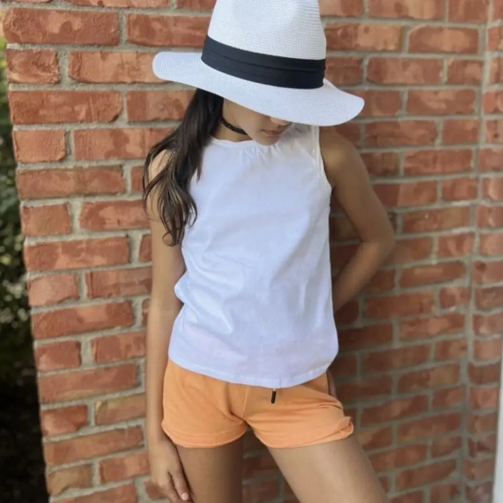 Paper Flower Raw Edge Drawstring Short