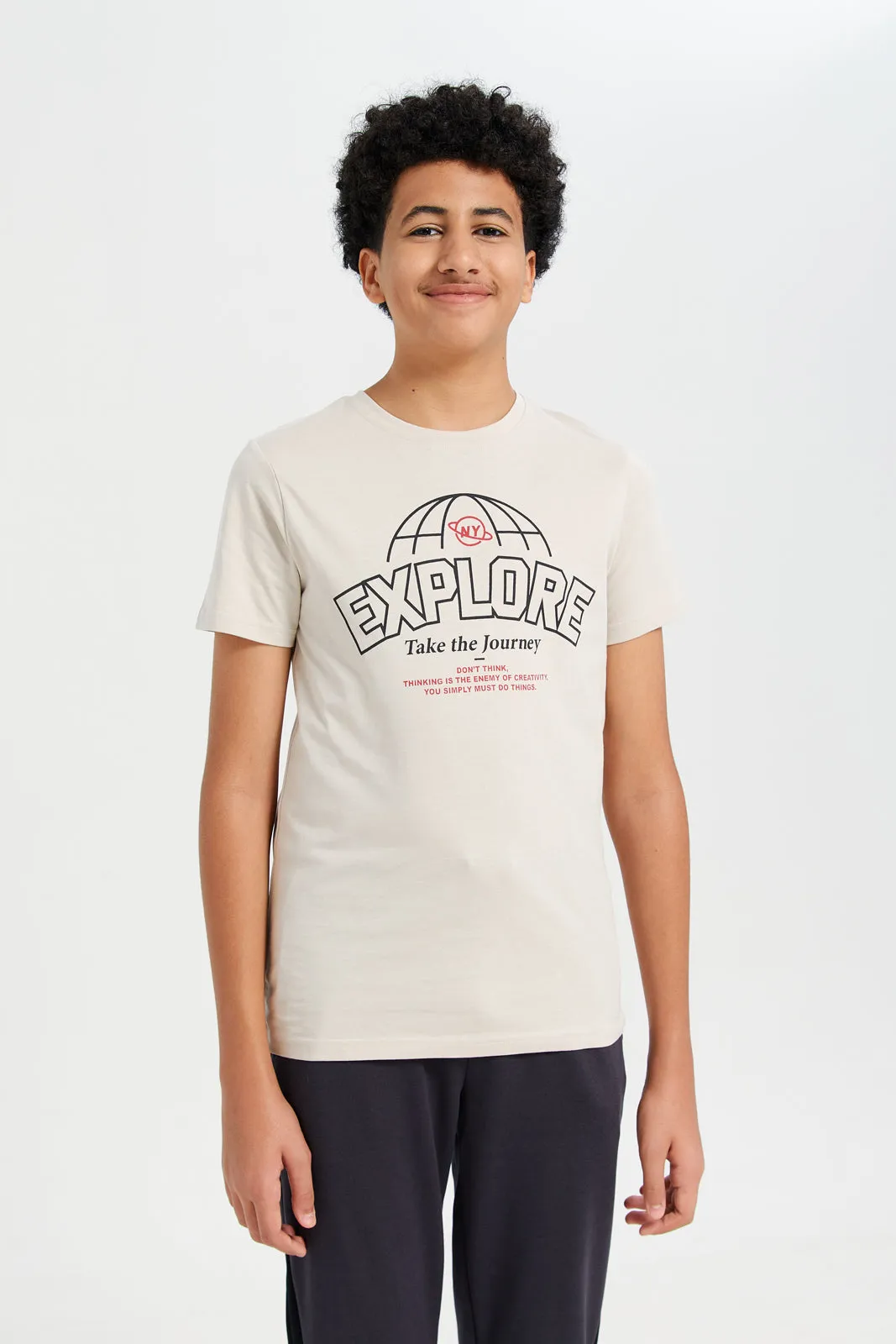 Senior Boys Beige Graphic T-Shirt (Wrong Image)