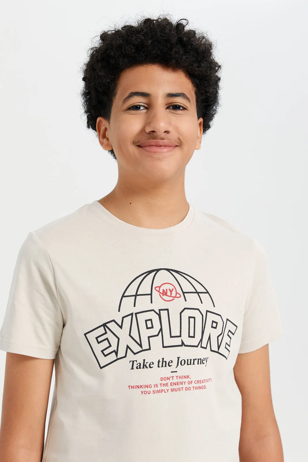 Senior Boys Beige Graphic T-Shirt (Wrong Image)