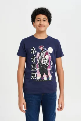 Senior Boys Navy Graphic T-Shirt