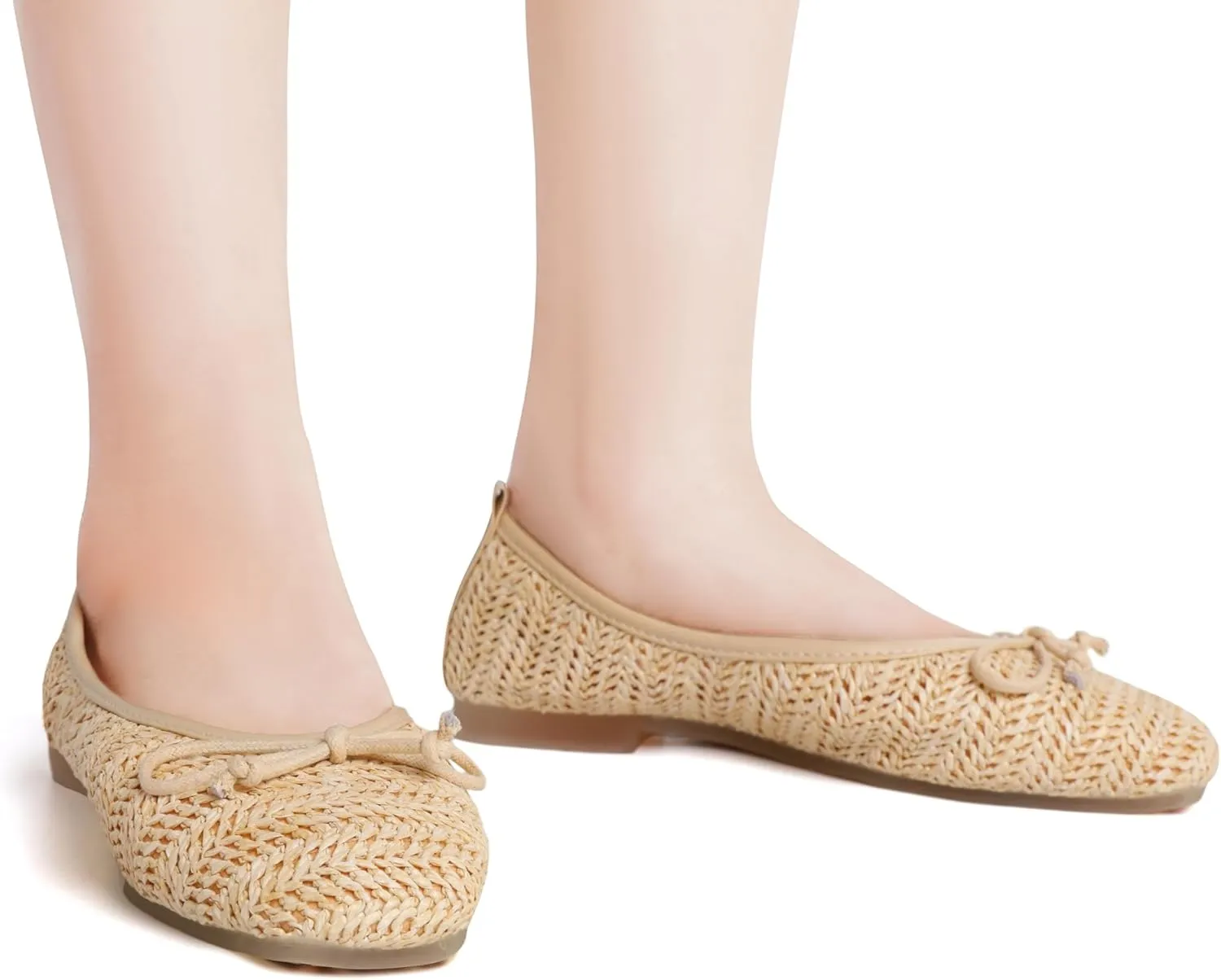 Womens Flat Shoes Round Toe Slip for Beach Knit Shoes Nature Ventilate