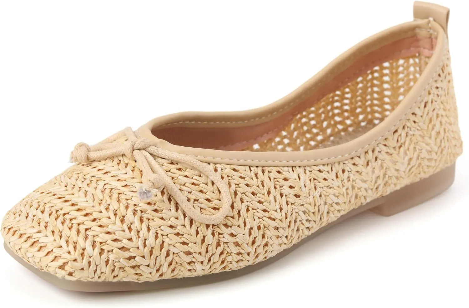 Womens Flat Shoes Round Toe Slip for Beach Knit Shoes Nature Ventilate